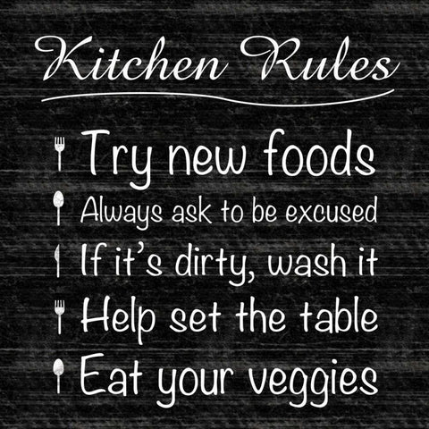 Kitchen Rule White Modern Wood Framed Art Print with Double Matting by Gibbons, Lauren