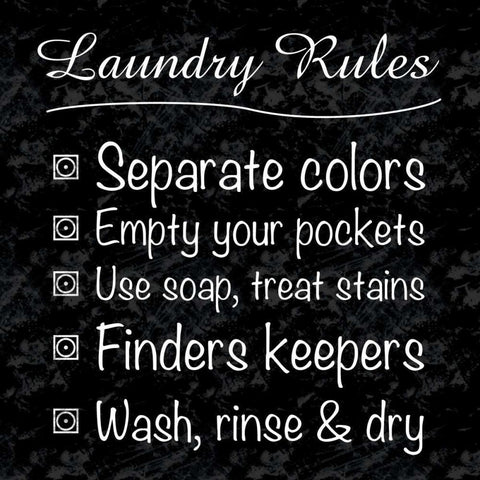 Laundry Rules Black Ornate Wood Framed Art Print with Double Matting by Gibbons, Lauren