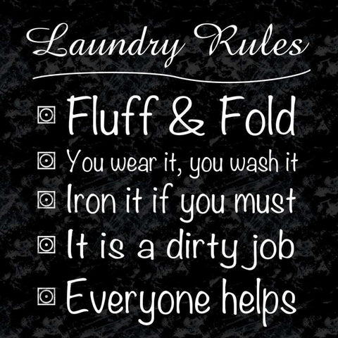 Laundry Rules White Modern Wood Framed Art Print with Double Matting by Gibbons, Lauren