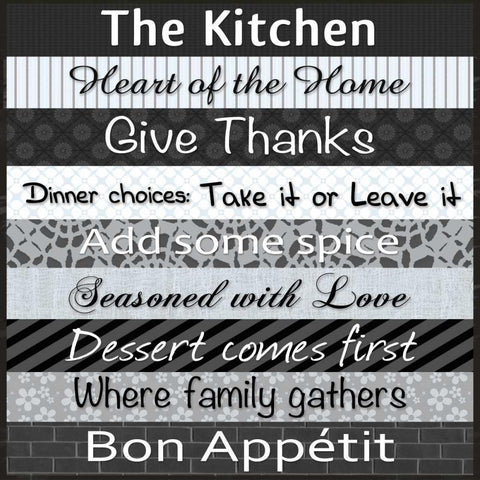 Kitchen Patterns Black Ornate Wood Framed Art Print with Double Matting by Gibbons, Lauren