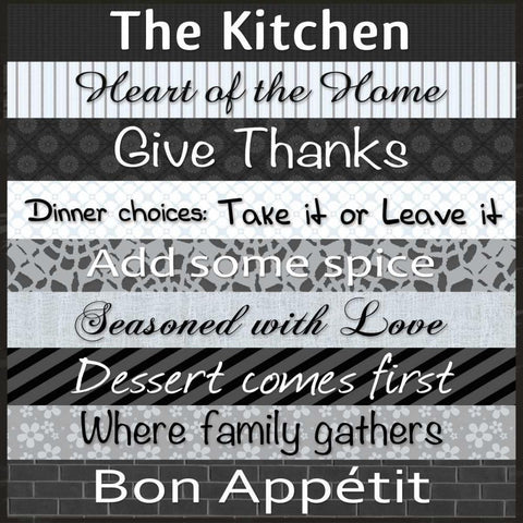 Kitchen Patterns Black Modern Wood Framed Art Print with Double Matting by Gibbons, Lauren