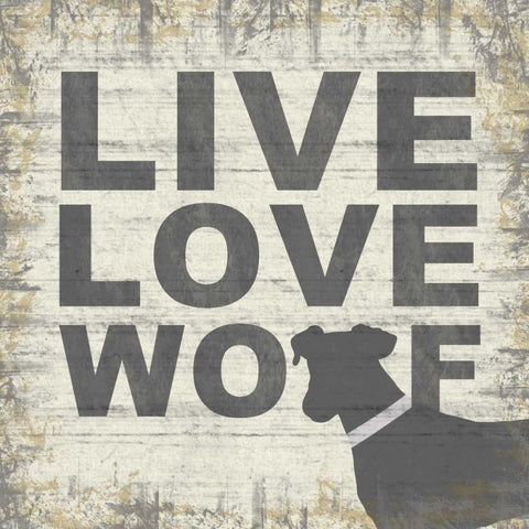 Live Love Wolf White Modern Wood Framed Art Print with Double Matting by Gibbons, Lauren