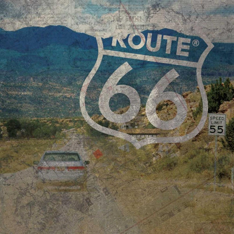 Route 66 White Modern Wood Framed Art Print by Gibbons, Lauren