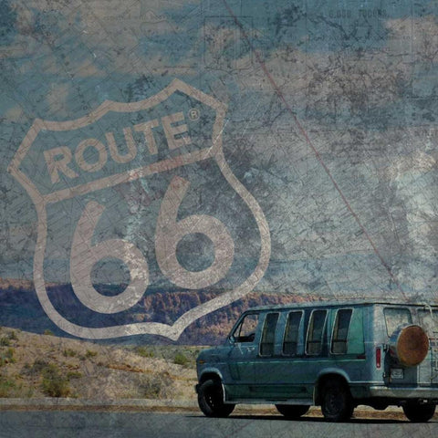 Route 66 Van Black Ornate Wood Framed Art Print with Double Matting by Gibbons, Lauren