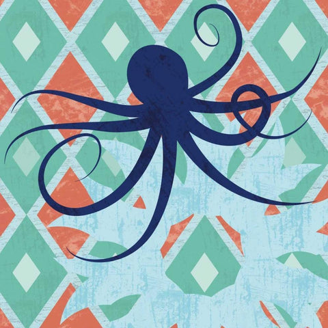 Under the Sea Octo Gold Ornate Wood Framed Art Print with Double Matting by Gibbons, Lauren