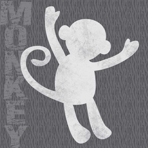 Monkey White Modern Wood Framed Art Print by Gibbons, Lauren