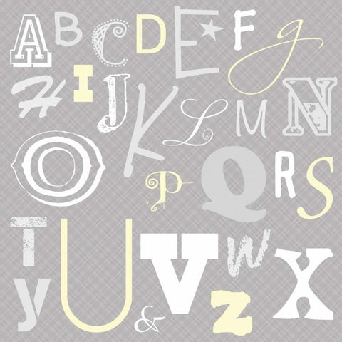 Kids Alphabet Gray 2 White Modern Wood Framed Art Print by Gibbons, Lauren