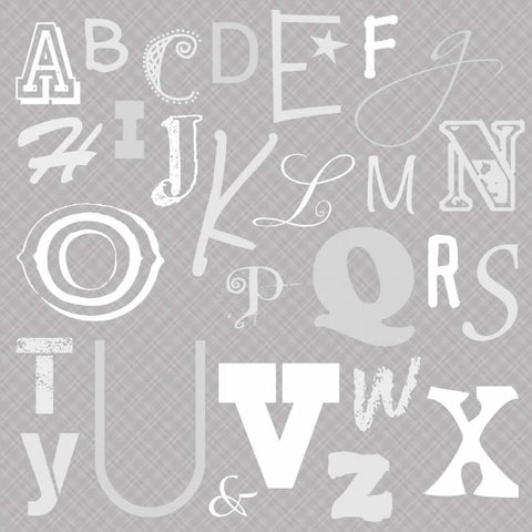 Kids Alphabet Gray White Modern Wood Framed Art Print by Gibbons, Lauren