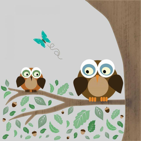Owls Black Ornate Wood Framed Art Print with Double Matting by Gibbons, Lauren