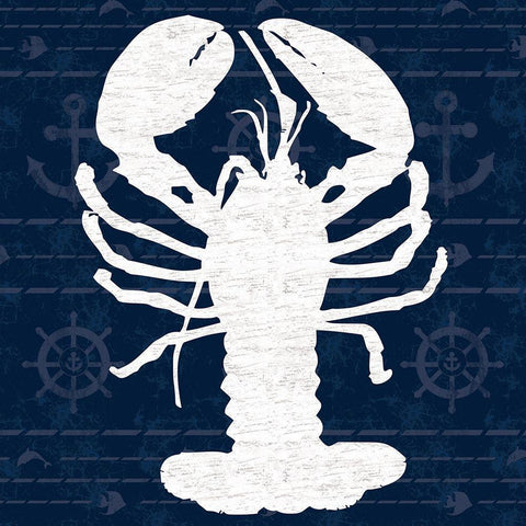 Lobster 2 Black Ornate Wood Framed Art Print with Double Matting by Gibbons, Lauren