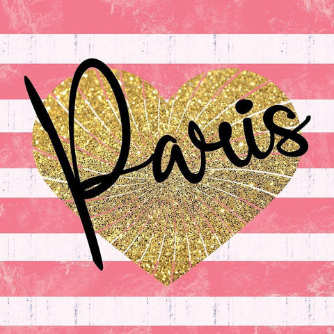 Paris Heart Black Modern Wood Framed Art Print with Double Matting by Gibbons, Lauren