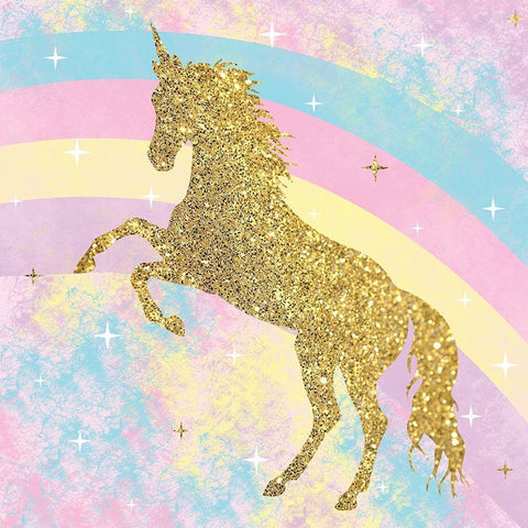 Unicorn Rainbow 1 Gold Ornate Wood Framed Art Print with Double Matting by Gibbons, Lauren