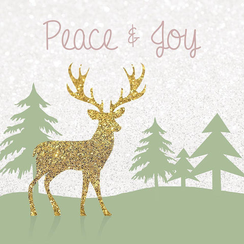 Joyous Stag Gold Ornate Wood Framed Art Print with Double Matting by Gibbons, Lauren