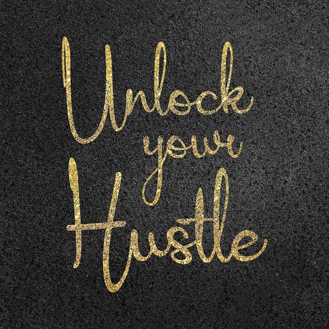 Unlock Hustle Black Modern Wood Framed Art Print with Double Matting by Gibbons, Lauren