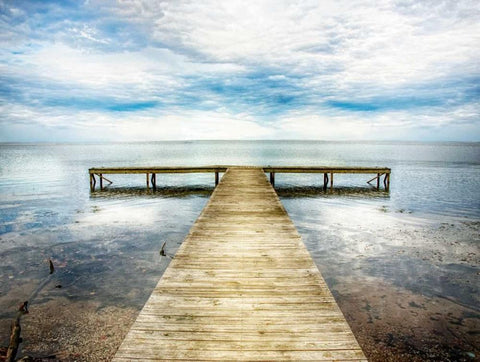 Down the Pier 2 White Modern Wood Framed Art Print with Double Matting by Head, Danny