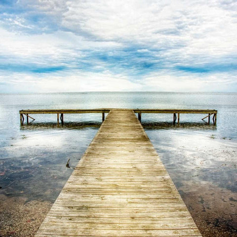 Staring Down the Pier Black Modern Wood Framed Art Print with Double Matting by Head, Danny