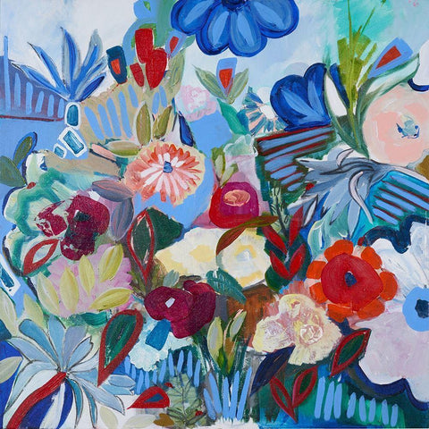 Boardwalk Blooms White Modern Wood Framed Art Print by Daisy D
