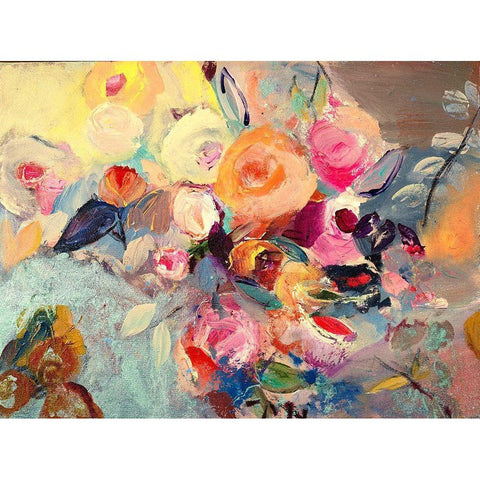 Thoughtful Flowers Gold Ornate Wood Framed Art Print with Double Matting by Daisy D