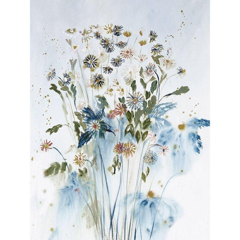 Soft Daisies With Love Black Modern Wood Framed Art Print by Daisy D