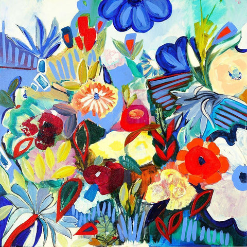 Fancy Flowers Black Modern Wood Framed Art Print by Daisy D