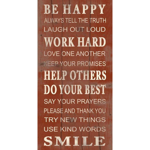 Be Happy Black Modern Wood Framed Art Print with Double Matting by Grey, Jace