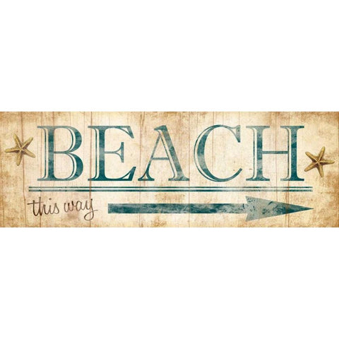 Beach Sign Gold Ornate Wood Framed Art Print with Double Matting by Grey, Jace