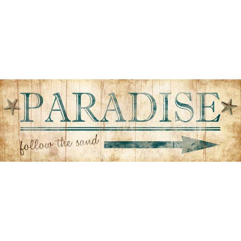 Paradise Sign Black Modern Wood Framed Art Print with Double Matting by Grey, Jace