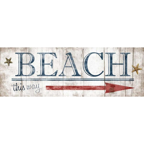 Beach Sign Gold Ornate Wood Framed Art Print with Double Matting by Grey, Jace