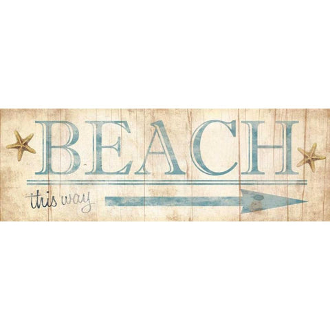 Beach Sign White Modern Wood Framed Art Print by Grey, Jace