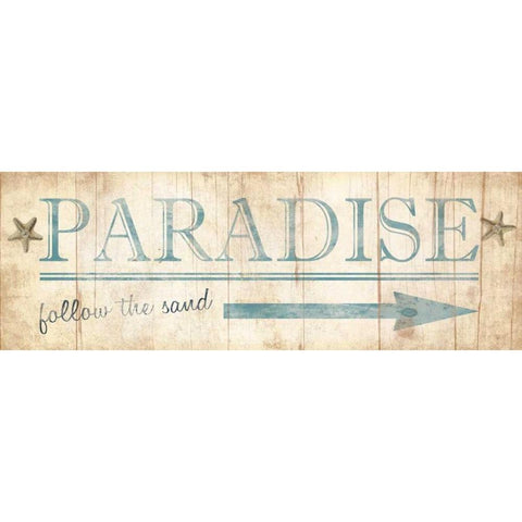 Paradise Sign Black Modern Wood Framed Art Print with Double Matting by Grey, Jace