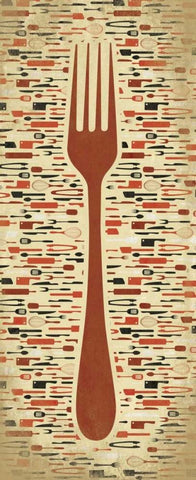 Fork Black Ornate Wood Framed Art Print with Double Matting by Grey, Jace