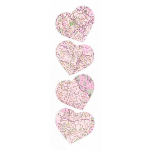 Map To  Your Heart  4 White Modern Wood Framed Art Print by Grey, Jace