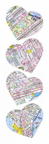 MAP TO YOUR HEART MANHATTAN White Modern Wood Framed Art Print with Double Matting by Grey, Jace