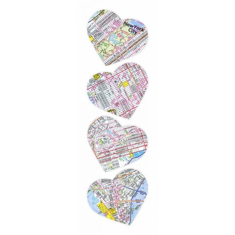 MAP TO YOUR HEART MANHATTAN White Modern Wood Framed Art Print by Grey, Jace