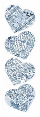 MAP TO YOUR HEART MANHATTAN 3 White Modern Wood Framed Art Print with Double Matting by Grey, Jace