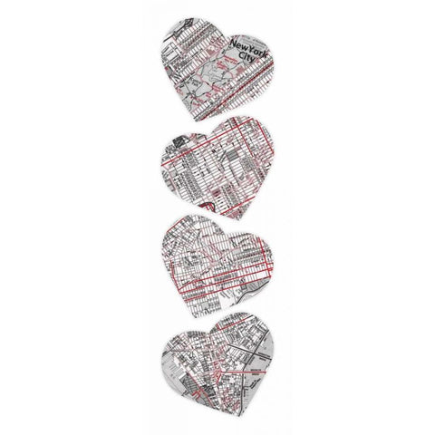 MAP TO YOUR HEART MANHATTAN 5 White Modern Wood Framed Art Print by Grey, Jace