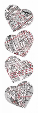 MAP TO YOUR HEART MANHATTAN 5 White Modern Wood Framed Art Print with Double Matting by Grey, Jace
