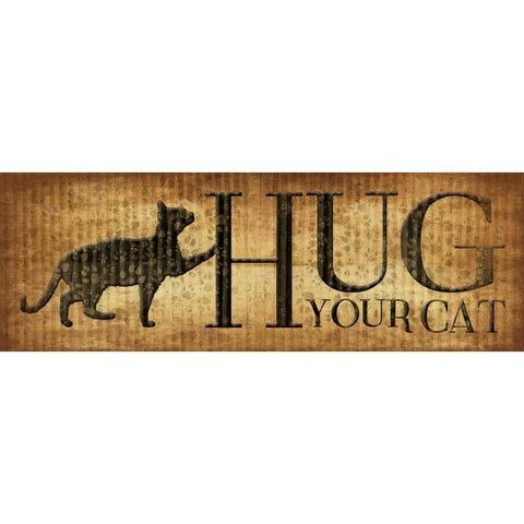 Hug Your Cat White Modern Wood Framed Art Print by Grey, Jace