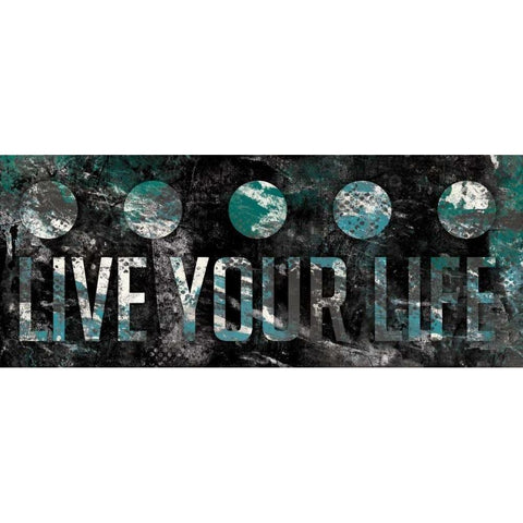 Live Your life Teal Black Modern Wood Framed Art Print with Double Matting by Grey, Jace