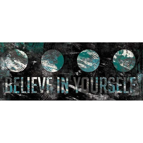 Believe In Yourself Teal Gold Ornate Wood Framed Art Print with Double Matting by Grey, Jace