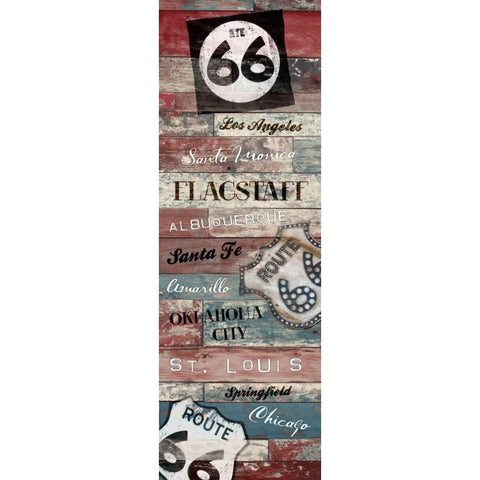 Route 66 cities Gold Ornate Wood Framed Art Print with Double Matting by Grey, Jace