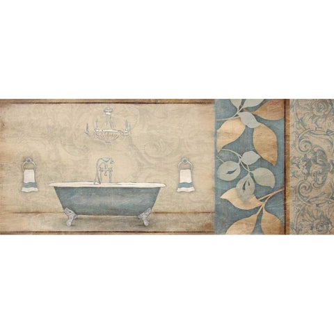 Blue bath floral pattern Black Modern Wood Framed Art Print with Double Matting by Grey, Jace