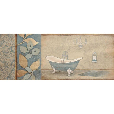 Blue bath floral pattern 2 White Modern Wood Framed Art Print by Grey, Jace