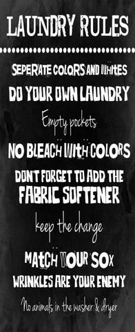 Laundry Rules Black Ornate Wood Framed Art Print with Double Matting by Grey, Jace