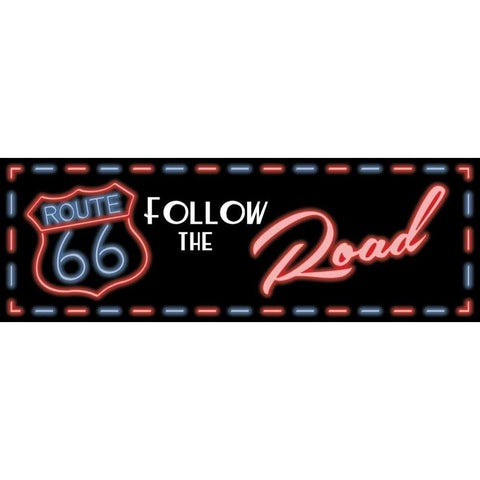 Neon Route 66 Gold Ornate Wood Framed Art Print with Double Matting by Grey, Jace