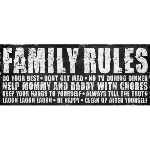 Family Rules Mate White Modern Wood Framed Art Print by Grey, Jace