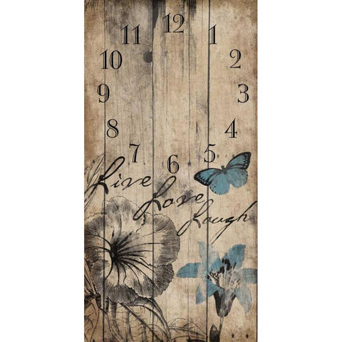 Floral Clock Black Modern Wood Framed Art Print with Double Matting by Grey, Jace