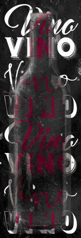 Red Vino Words Black Ornate Wood Framed Art Print with Double Matting by Grey, Jace