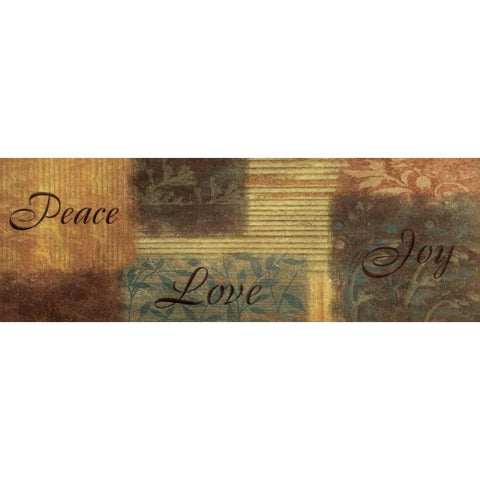 Peace Love Joy Gold Ornate Wood Framed Art Print with Double Matting by Grey, Jace