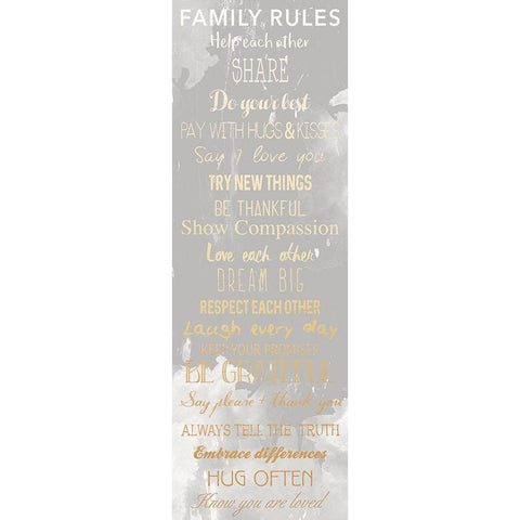 Family Rules Smoke Gold Ornate Wood Framed Art Print with Double Matting by Grey, Jace